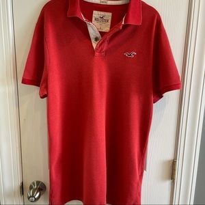 Hollister Men's Polo Shirt Large Red